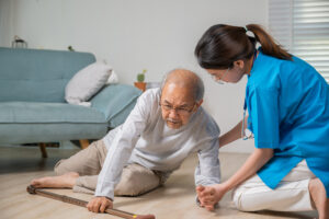 Nursing home resident who has fallen down